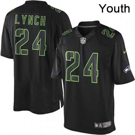 Youth Nike Seattle Seahawks 24 Marshawn Lynch Limited Black Impact NFL Jersey